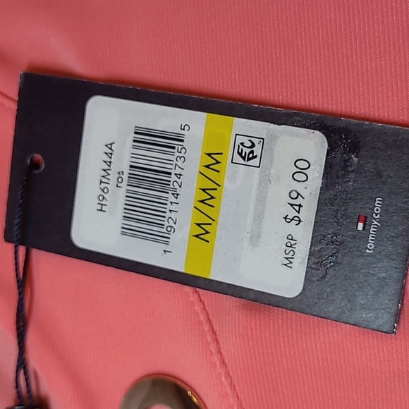 NWT TOMMY HILFIGER MELON ORANGE SHORT SLEEVE SPLIT V NECK PULLOVER TOP - Picture 15 of 15